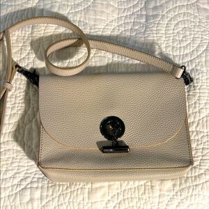 Cream Pebble Leather Shoulder Bag